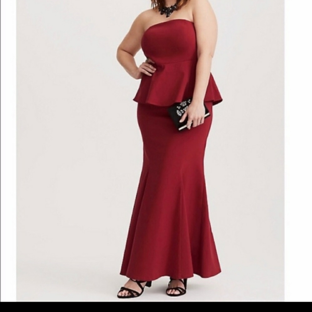 NWT Torrid Peplum Bengaline Red Gown Dress